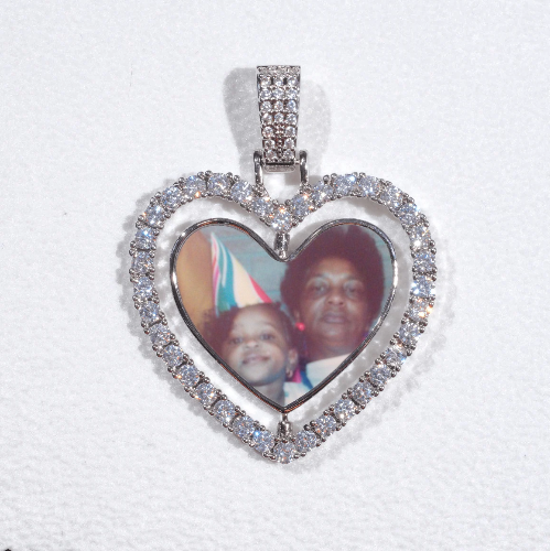 3D Spinning 2-Faced Heart Custom Picture Pendant