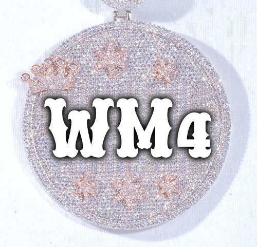CUSTOM LETTER NECKLACE 3D BIG CROWN DISC