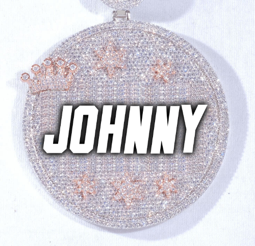 CUSTOM LETTER NECKLACE 3D BIG CROWN DISC