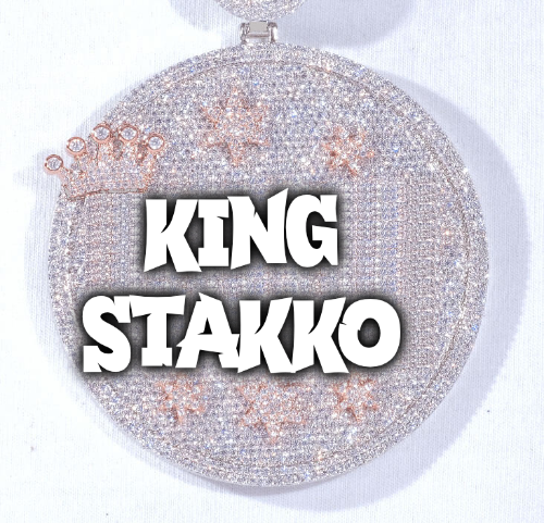CUSTOM LETTER NECKLACE 3D BIG CROWN DISC