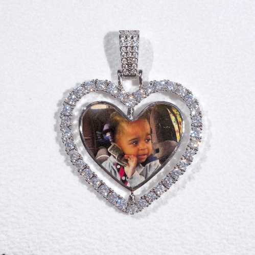 3D Spinning 2-Faced Heart Custom Picture Pendant