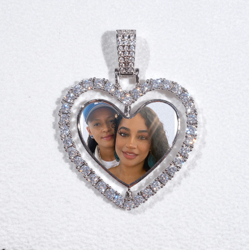 3D Spinning 2-Faced Heart Custom Picture Pendant