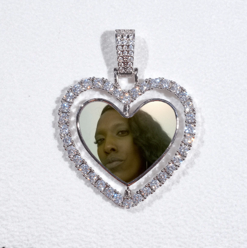 3D Spinning 2-Faced Heart Custom Picture Pendant