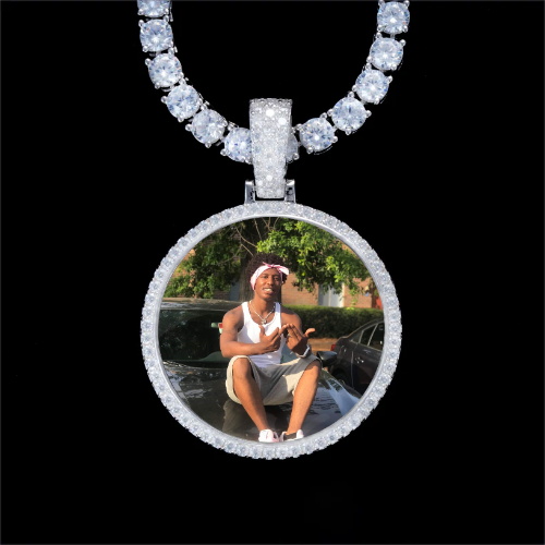 925S & VVS Moissanite 3D Circle Custom Picture Pendant