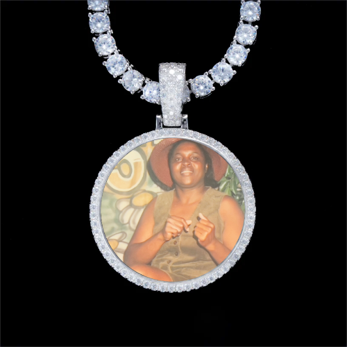 925S & VVS Moissanite 3D Circle Custom Picture Pendant