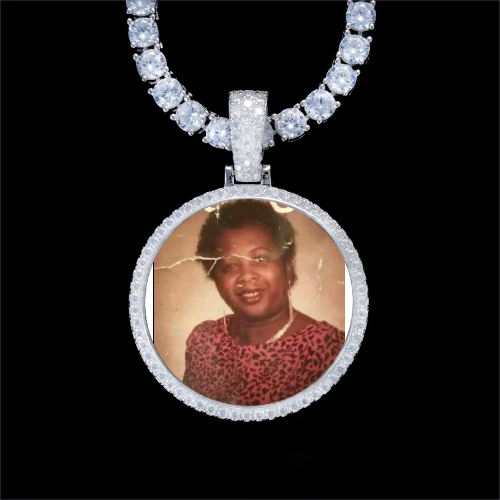 925S & VVS Moissanite 3D Circle Custom Picture Pendant