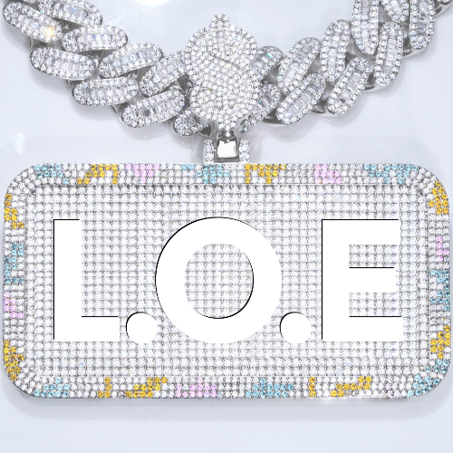 CUSTOM LETTER NECKLACE 3D COLORFUL SQUARE