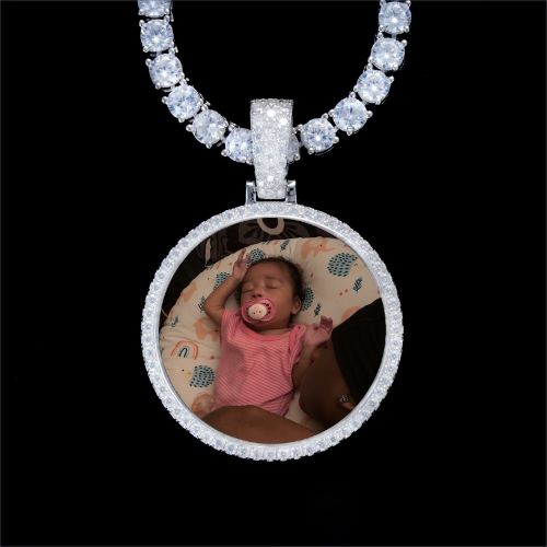 925S & VVS Moissanite 3D Circle Custom Picture Pendant