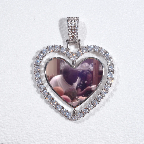 3D Spinning 2-Faced Heart Custom Picture Pendant