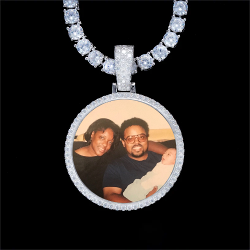 925S & VVS Moissanite 3D Circle Custom Picture Pendant