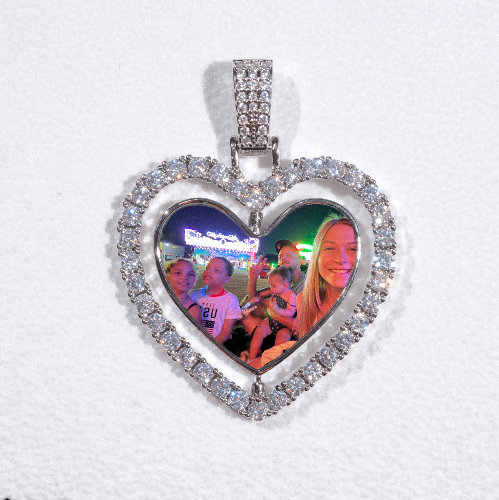 3D Spinning 2-Faced Heart Custom Picture Pendant