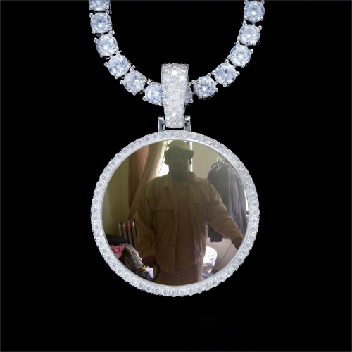 925S & VVS Moissanite 3D Circle Custom Picture Pendant