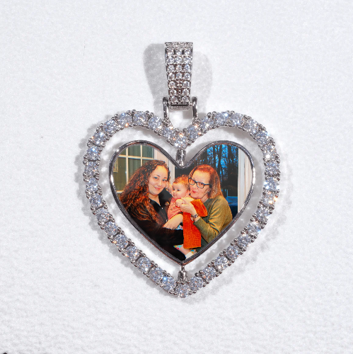 3D Spinning 2-Faced Heart Custom Picture Pendant