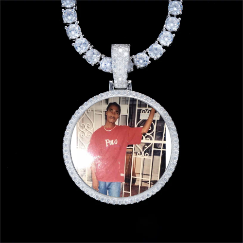 925S & VVS Moissanite 3D Circle Custom Picture Pendant