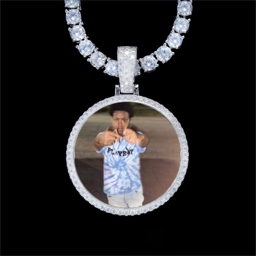 925S & VVS Moissanite 3D Circle Custom Picture Pendant