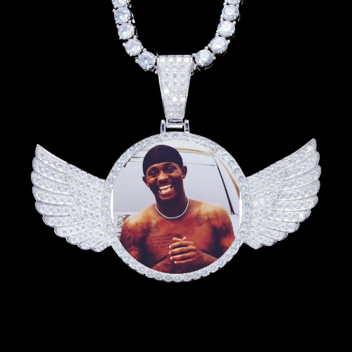 925S & VVS Moissanite 3D Wing Custom Picture Pendant