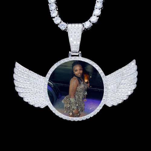 925S & VVS Moissanite 3D Wing Custom Picture Pendant