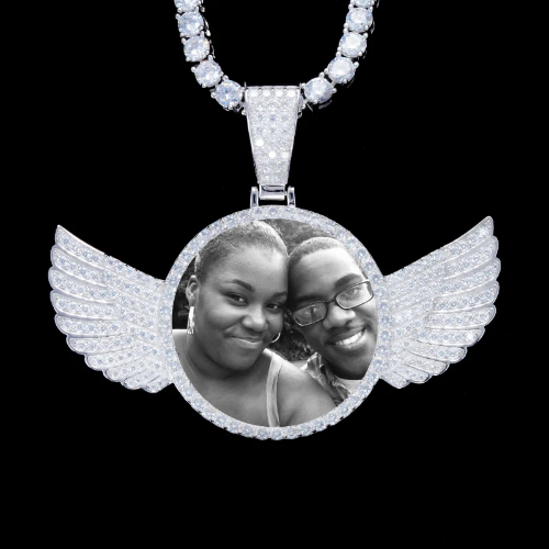 925S & VVS Moissanite 3D Wing Custom Picture Pendant