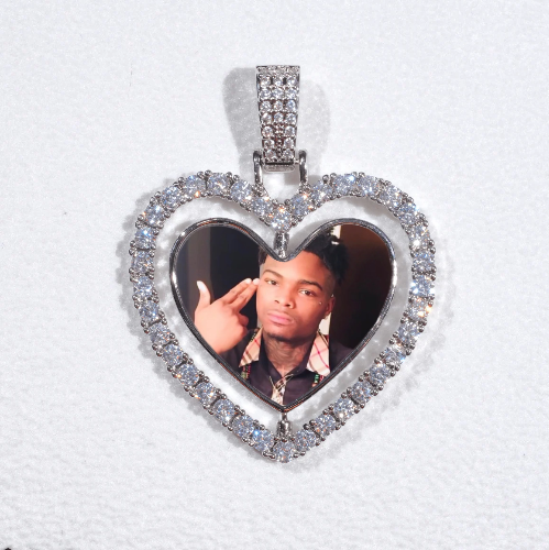 3D Spinning 2-Faced Heart Custom Picture Pendant