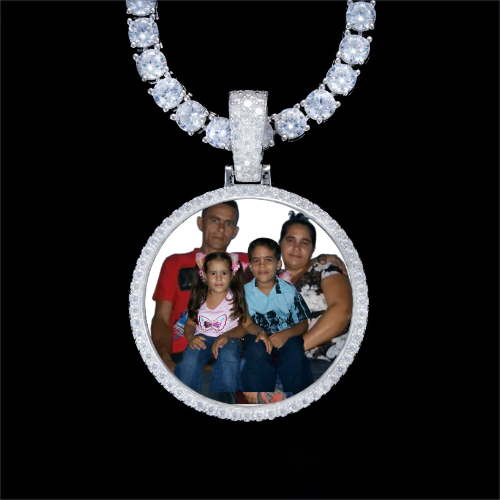 925S & VVS Moissanite 3D Circle Custom Picture Pendant