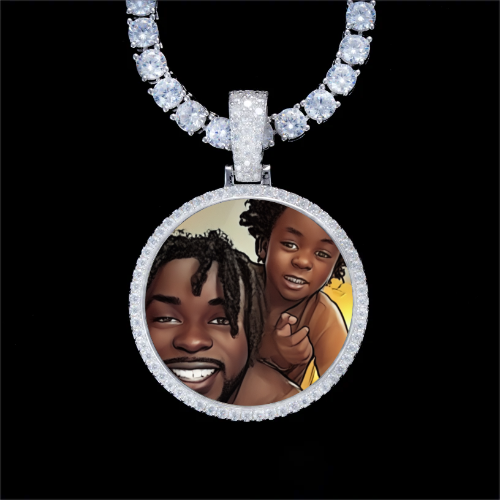 925S & VVS Moissanite 3D Circle Custom Picture Pendant