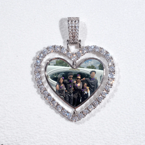 3D Spinning 2-Faced Heart Custom Picture Pendant