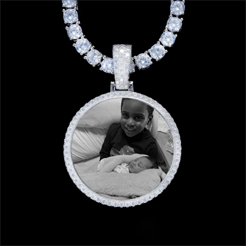 925S & VVS Moissanite 3D Circle Custom Picture Pendant