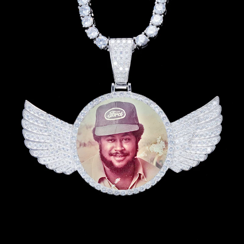925S & VVS Moissanite 3D Wing Custom Picture Pendant