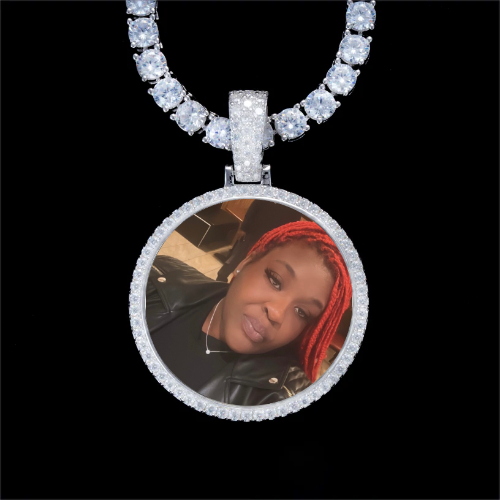925S & VVS Moissanite 3D Circle Custom Picture Pendant
