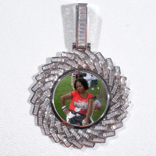 Large 3D Baguette Custom Picture Pendant
