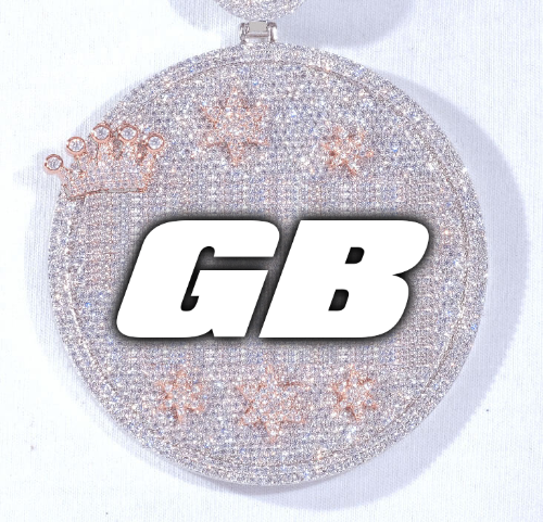 CUSTOM LETTER NECKLACE 3D BIG CROWN DISC