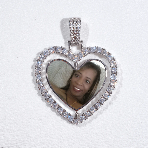 3D Spinning 2-Faced Heart Custom Picture Pendant
