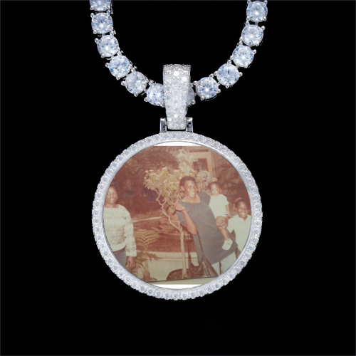 925S & VVS Moissanite 3D Circle Custom Picture Pendant
