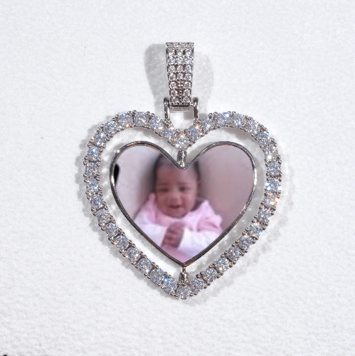 3D Spinning 2-Faced Heart Custom Picture Pendant