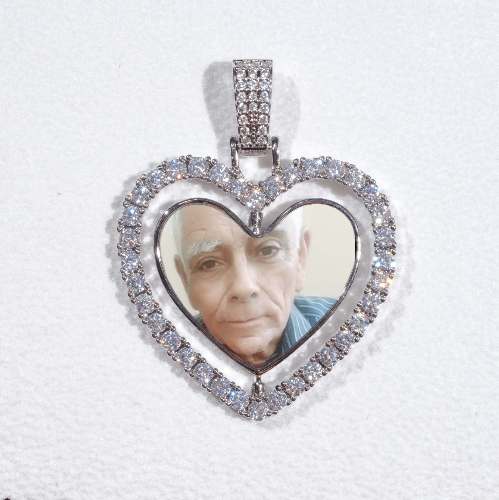 3D Spinning 2-Faced Heart Custom Picture Pendant