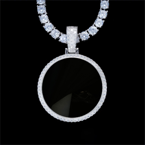 925S & VVS Moissanite 3D Circle Custom Picture Pendant
