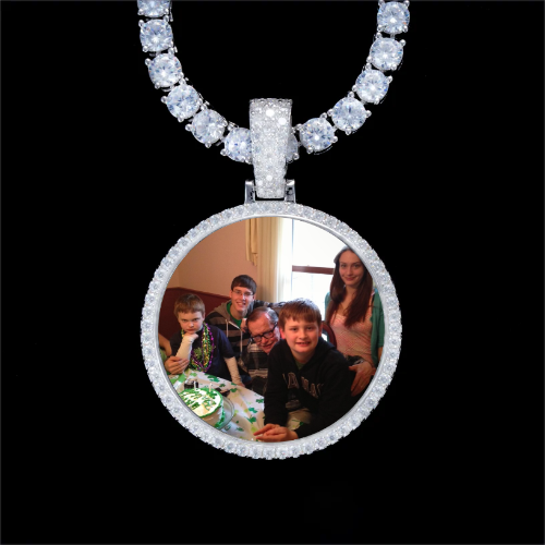 925S & VVS Moissanite 3D Circle Custom Picture Pendant