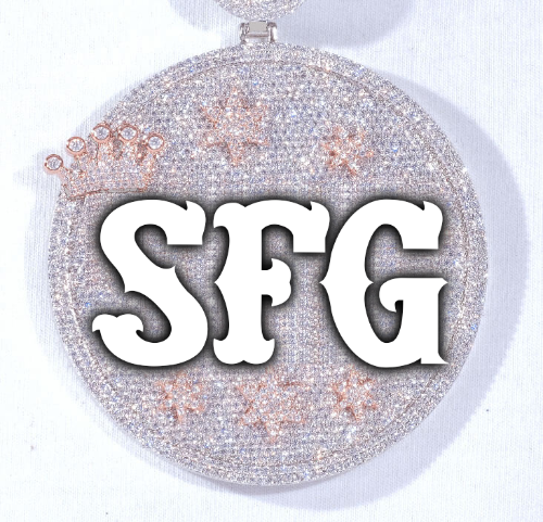 CUSTOM LETTER NECKLACE 3D BIG CROWN DISC