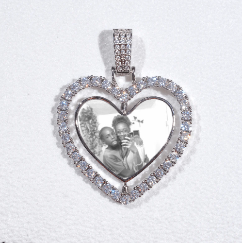 3D Spinning 2-Faced Heart Custom Picture Pendant