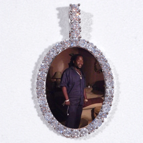Large 3D Oval Custom Picture Pendant