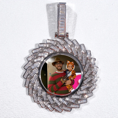 Large 3D Baguette Custom Picture Pendant