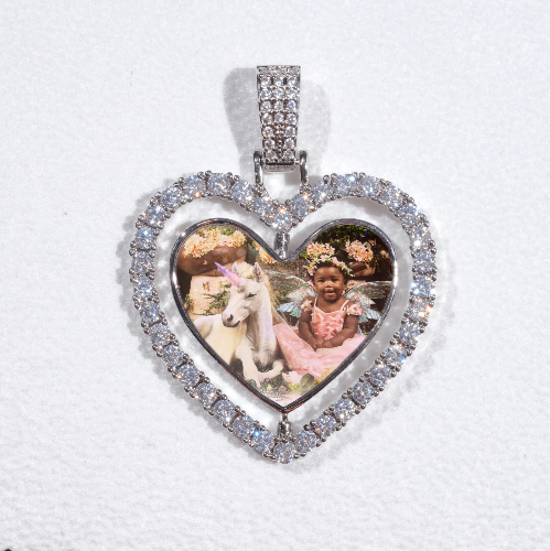 3D Spinning 2-Faced Heart Custom Picture Pendant