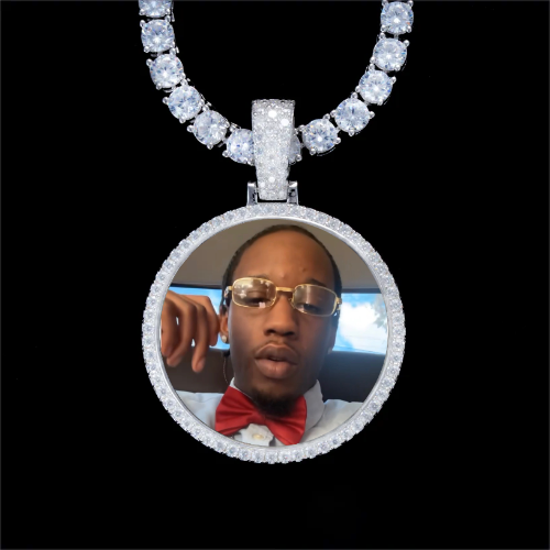925S & VVS Moissanite 3D Circle Custom Picture Pendant