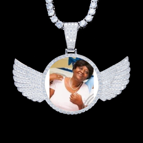 925S & VVS Moissanite 3D Wing Custom Picture Pendant