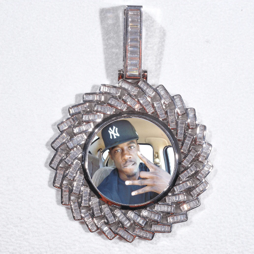 Large 3D Baguette Custom Picture Pendant