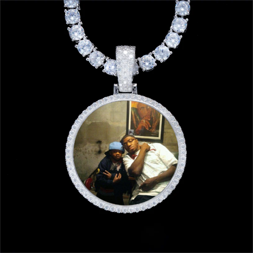 925S & VVS Moissanite 3D Circle Custom Picture Pendant