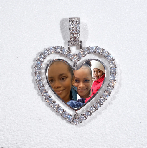 3D Spinning 2-Faced Heart Custom Picture Pendant