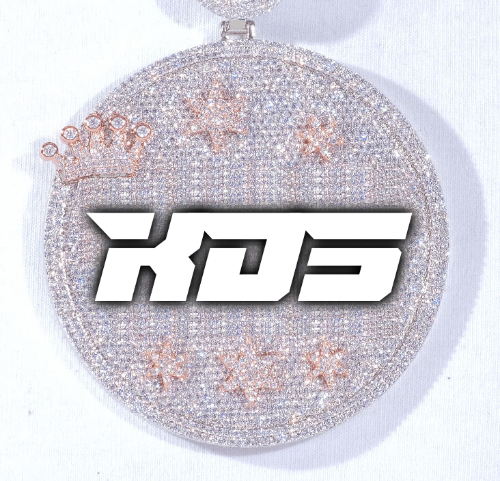 CUSTOM LETTER NECKLACE 3D BIG CROWN DISC