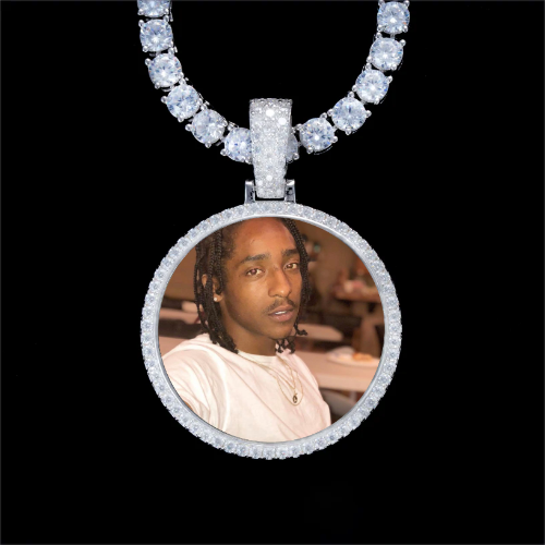 925S & VVS Moissanite 3D Circle Custom Picture Pendant