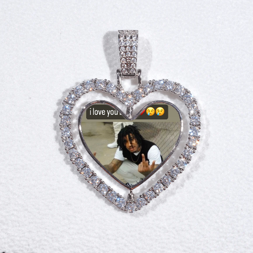 3D Spinning 2-Faced Heart Custom Picture Pendant